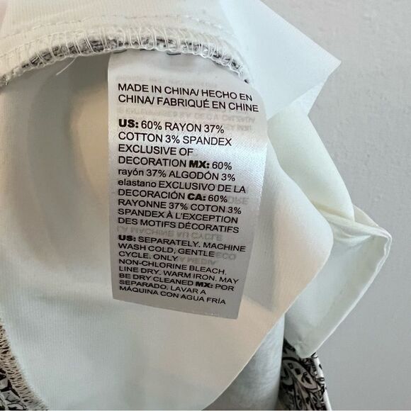 Chico's Pants Brigitte Black White Paisley Ankle Sz 0 (small 4) Pom-Pom Fringe - Picture 5 of 7